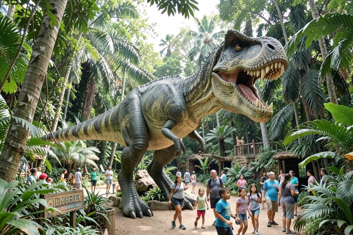 Dinossauro em tamanho real na Aventura Jurássica