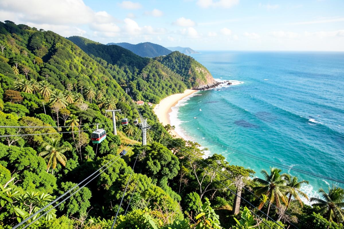Teleférico do Parque Unipraias sobre a Mata Atlântica
